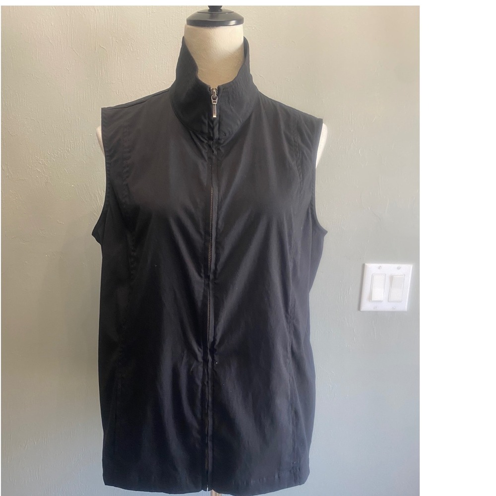 Additions by Chico's Womens Black Full Zip Mock Neck Vest Size 2 Large